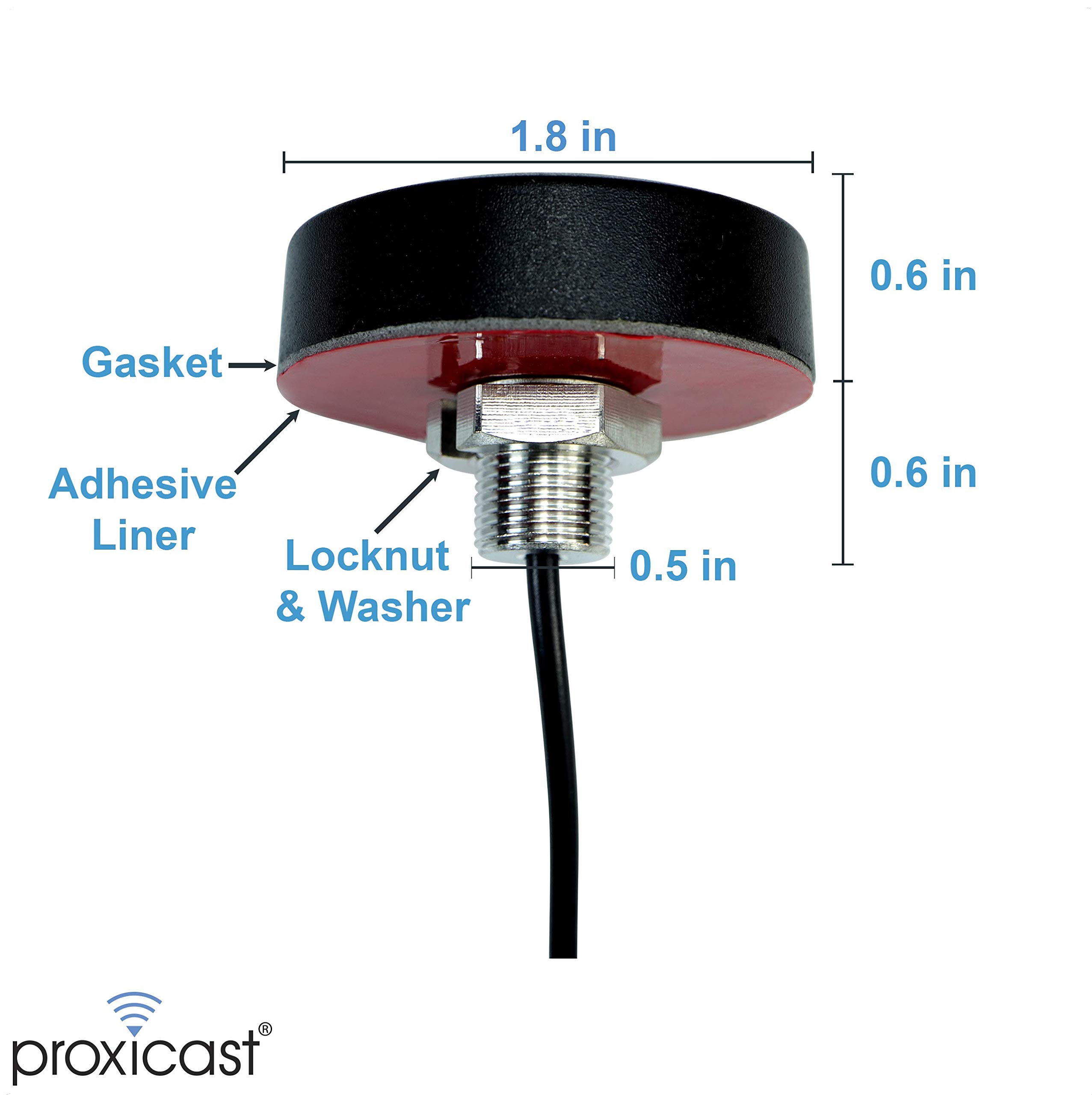 Proxicast Ultra Low-Profile 4G/LTE, 5G Omni-Directional 2 dBi Screw-Mount Antenna for Verizon, AT&T, T-Mobile (ANT-120-003)