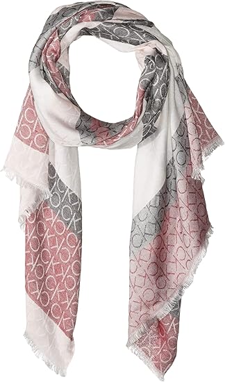 Calvin Klein Women S Colorblock Logo Pashmina Barn Red One Size