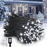 Kwaiffeo White Christmas Lights, 100ft 300LED Connectable Waterproof String Light Outdoor Indoor, 8 Modes Twinkle Light for Room Bedroom Wedding Holiday Outside Tree Decorations
