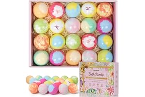 LISOTERA Bath Bombs for Women, 20 Handmade Bath Bombs Gift Set with Shea Butter Moisturizing & Essential Oils, SPA Relaxing Gifts for Women & Men, Her, Girlfriend, Wife, Birthday, Amazing Present for Kids