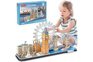 CubicFun 3D Puzzles for Adults London Cityline Puzzles for Gifts for Teenage Girls Architecture Building Gifts for Women Men, Tower Bridge, Big Ben, Buckingham Palace, The London Eye, 107 Pieces