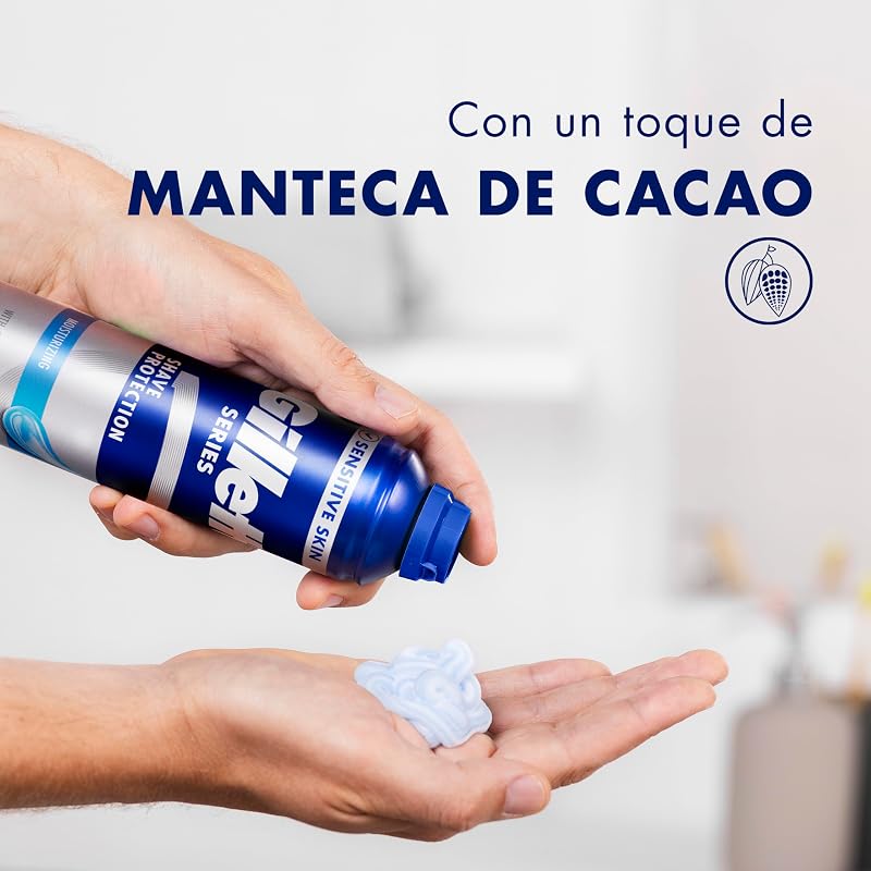 Gel de barbear hidratante gillette series com manteiga de cacau para navalha masculina, 200ml