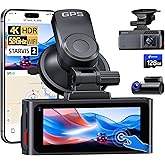 Pelsee S3 Touch 4K Dash Cam Front and Rear, STARVIS 2 Sensor, STARLIT™ Full Color Night Vision, 128GB Card, WiFi 6, ADAS, Das