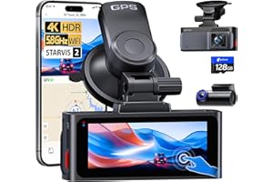 Pelsee S3 Touch 4K Dash Cam Front and Rear, STARVIS 2 Sensor, STARLIT™ Full Color Night Vision, 128GB Card, WiFi 6, ADAS, Das