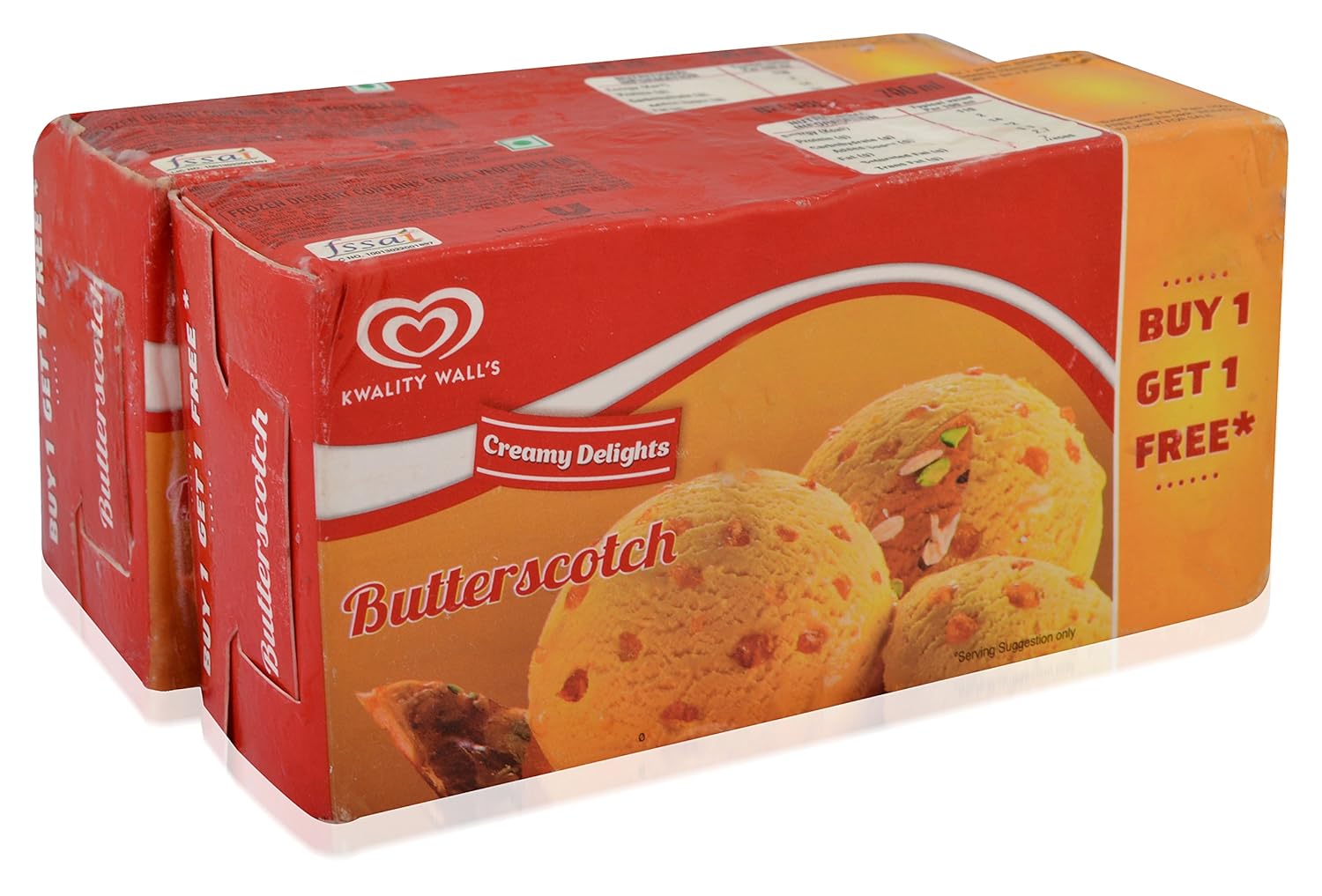 Kwality Wall's Ice Cream Butterscotch, 700ml+700ml Pack Amazon.in