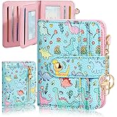 Bistup Wallet for Women Cute Small Card Wallet Genuine Leather Rfid with Keychain for Ladies Teen Girls Female Girly Aesthetic Little Animal Unique Kawaii Pretty Modern Bifold Credit Card Holder