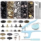 512 Pieces Snap Fasteners Kit, Stainless Steel Leather Snap Fasteners Kit, 5/8inche Sewing Snaps with Snap Pliers, Button Sna