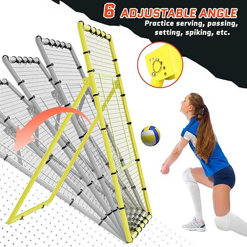 KuiBonu 7x4 Ft Volleyball Rebounder Net - 6 Angle Adjustable, Training Net With Bag For Solo Practice, Baseball, Soccer