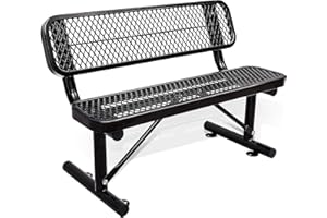 GAONALA 4FT Heavy Duty Park Bench with Back Portable Frame, Outdoor Metal Park Bench with Backrest, Steel Mesh Outdoor Bench for Garden, Lawn, Patio, Porch, Park, Yard (BLACK, 48" D x 23.2" W x 32.5" H)