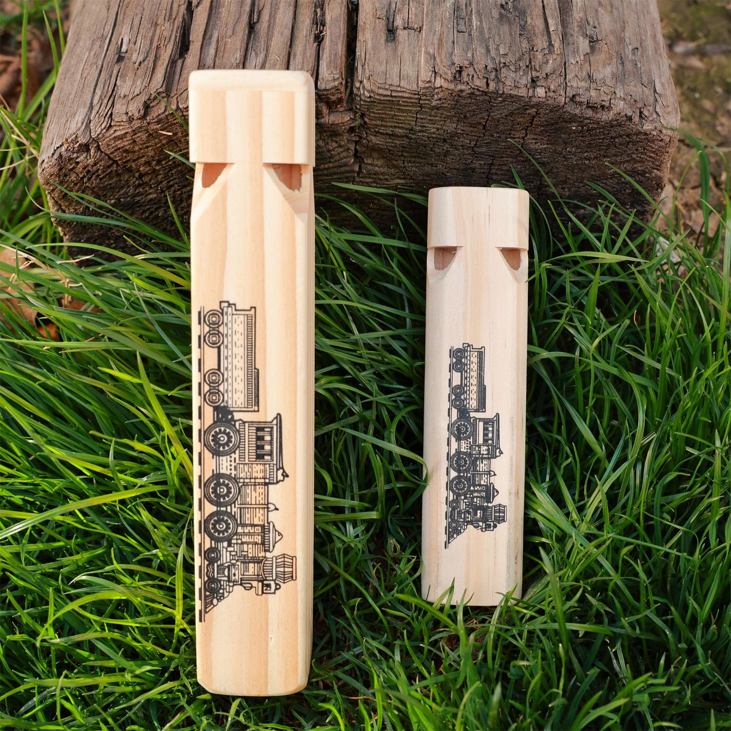 2PCS-Wooden Train Whistle Musical Toy for Kids—4 Tones 7.4