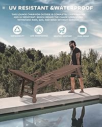 SERWALL Patio Chaise Lounge Chair, 78'' Long HDPE 5