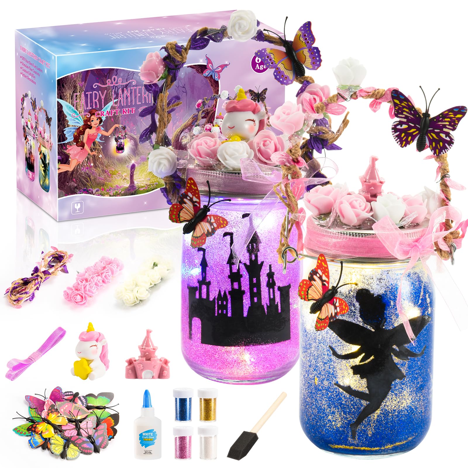Qukir Fairy Lantern Craft Kit, 5-14 Year Old Girl Gifts for 6 7 8 9 Year Olds Girls Toys Age 8-12 Year Olds Craft Fairy Toys Night Light Kids Arts and Crafts for Kids DIY Fairy Lights Garden Ornaments