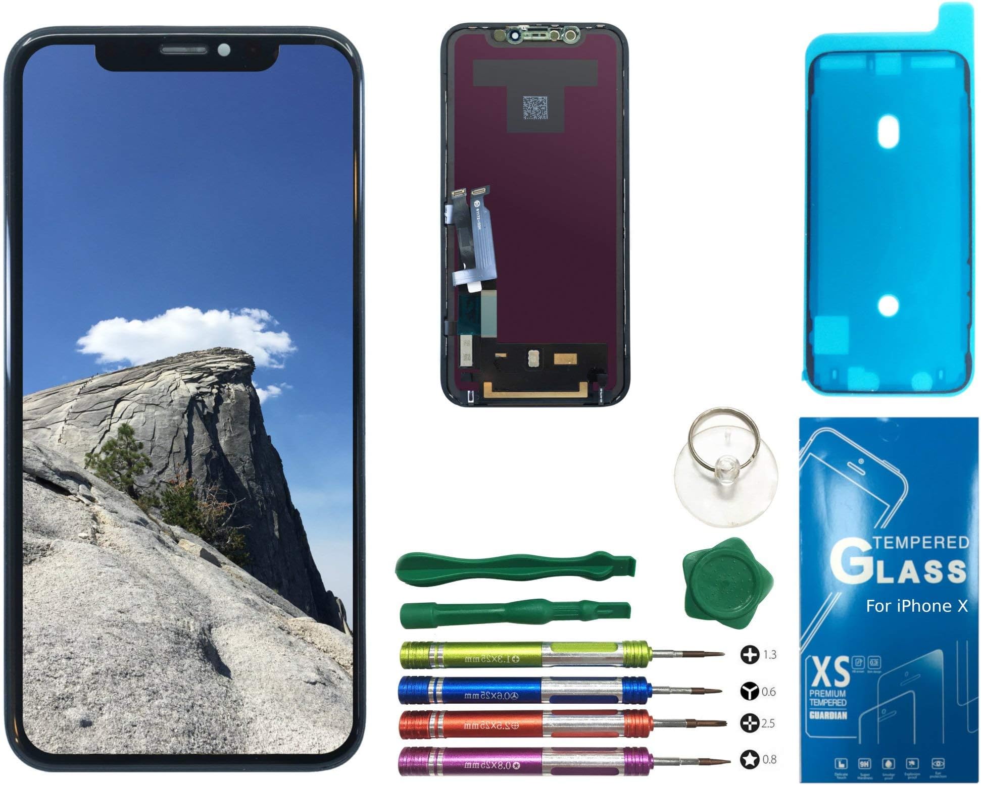 UNUS 3D Touch OLED Digitizer Replacement Kit for iPhone X, Comes with Tempered Glass Screen Protector and Free Tool Kits