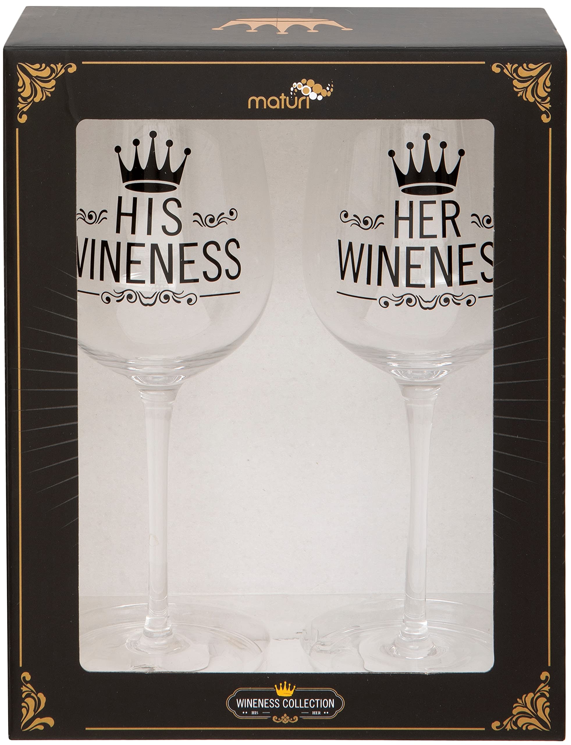 Maturi Set of Two - His and Her Wineness Wine Glasses