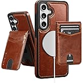 SkyEagle Compatible with Magsafe 2 in 1 Detachable Samsung Galaxy S25 Plus Wallet Case with Card Holder,Women Men Magnetic PU Leather RFID Blocking Flip Folio Kickstand Credit Slots,Brown