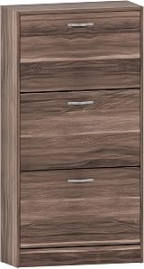 Vida Designs Walnut Shoe Cabinet 3 Pull-Down Drawers Hallway Storage