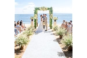 ROMANKAS White Aisle Runner for Wedding Ceremony Velvet Aisle Runner Rug 5x20FT Carpet Runner for Parties Wedding Carpet Runner Runway Rustic Walkway Rug for Hallway Prom Party Aisle Ornament