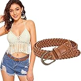 WHIPPY Women's Braided Belt Skinny Casual PU Leather Woven Belt for Jeans Pants