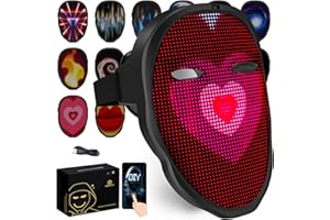 MEGOO Led Mask with Bluetooth Programmable App,Shining Led Light Up Face Mask for Adult Kid Halloween Masquerade Party