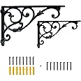2 Pack Decorative Shelf Brackets,11 Inch Cast Iron Shelf Supply,Antique Black Corbel,Screws Anchor Included