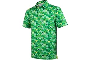 GORENZI Men's Golf Shirts Short Sleeve Moisture Wicking Print Patterns Collared Performance Polo Golf Shirts for Men Dry Fit