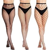 PT Haahoos Women's 3 Pairs Fishnet Tights Black Mesh Stockings Nightout Fishnet Pantyhose