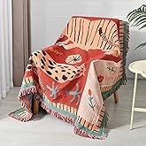 Shesyuki Boho Throw Blanket Reversible Cotton Bohemian Tapestry Hippie Room Decor Outdoor Blanket Double Sided (Boho Leopard 50