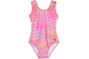 Domusgo Gymnastics Leotards for Girls Sparkly One Piece Sleeveless Dance Unitard Biketard with Shorts