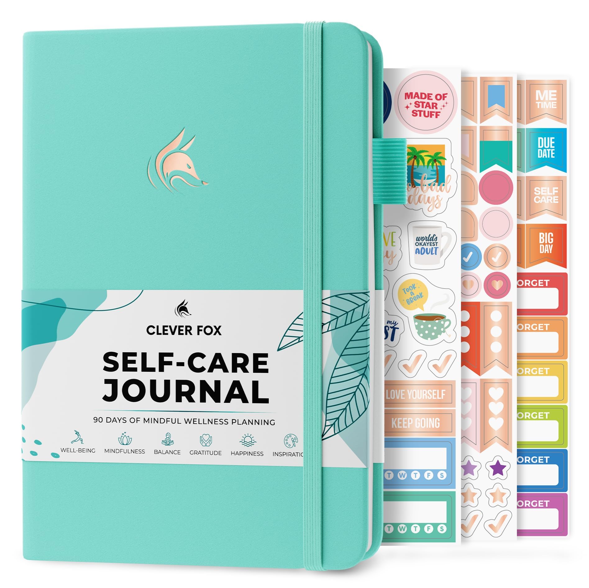 Clever Fox Self-Care Journal – Daily Reflection Notebook – Mental Health & Personal Development Planner, Meditation & Mood Log, A5 (Turquoise)