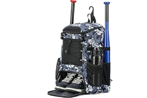 AI EN JIU Softball Bag, Baseball Bat Bag for Youth Girls Adult, Lightweight Baseball Equipment Backpack with Shoe Compartment, Bat Backpack with Fence Hook for TBall Bat, Helmet