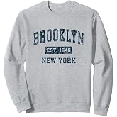 Brooklyn New York NY Vintage Sports Design Navy Print Sweatshirt