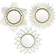 Kimisty Set 3 Sunburst Mirror, Gold Wall Decor, 12 Inch Small Boho Decoration, Starburst Sunstar