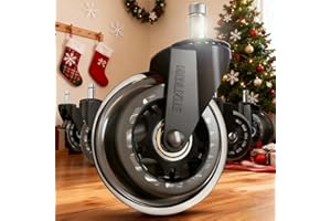 HOLKIE Office Chair Wheels Roller Blade Caster Rubber Replacement for Office 11x22mm Transparent 3 Inch, Desk Rolling Set of 5 for Hardwood Floors Gaming Chair Wheels Smooth & Silence Gliding