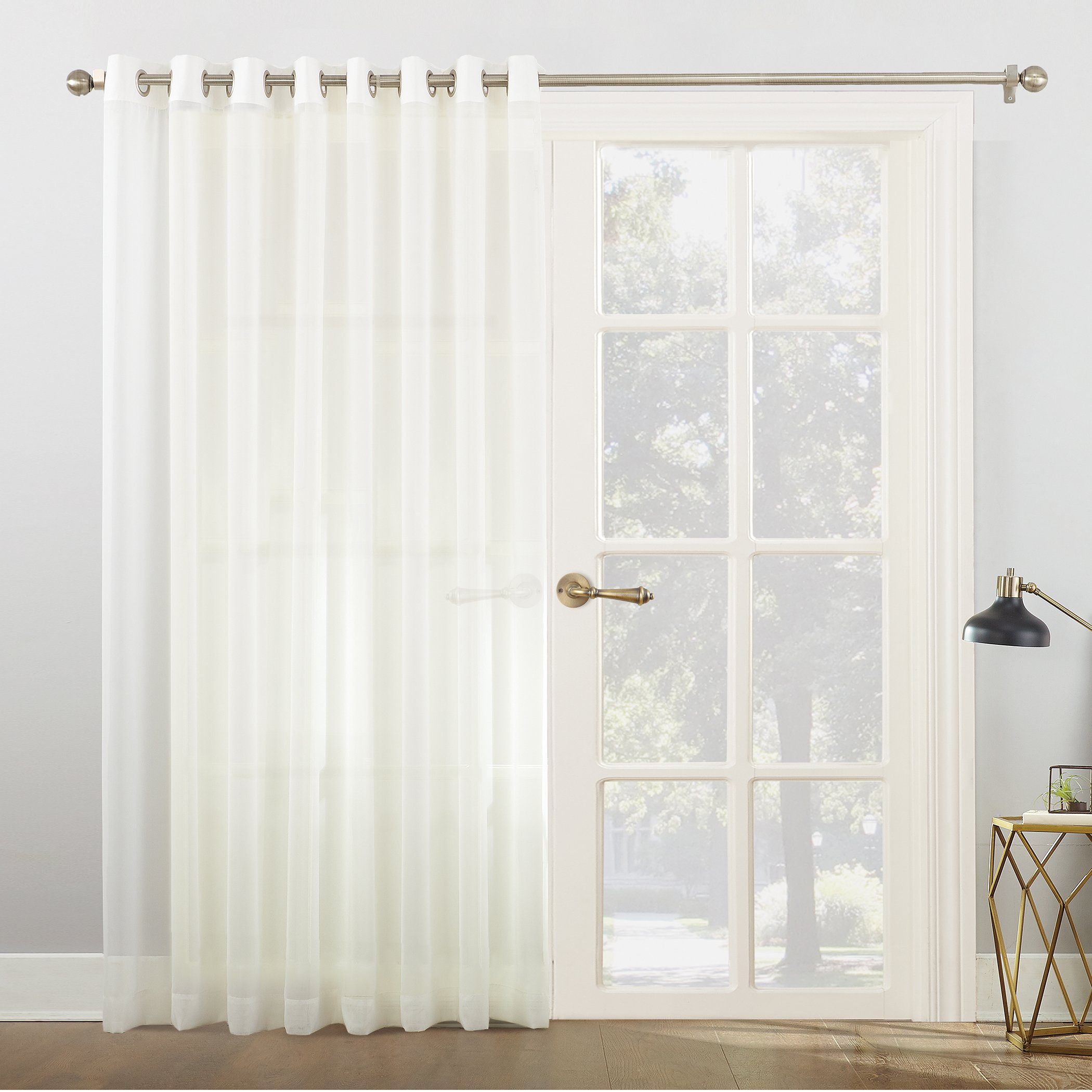 No. 918 Emily Extra-Wide Sheer Voile Sliding Curtain Panel, 0, Ivory