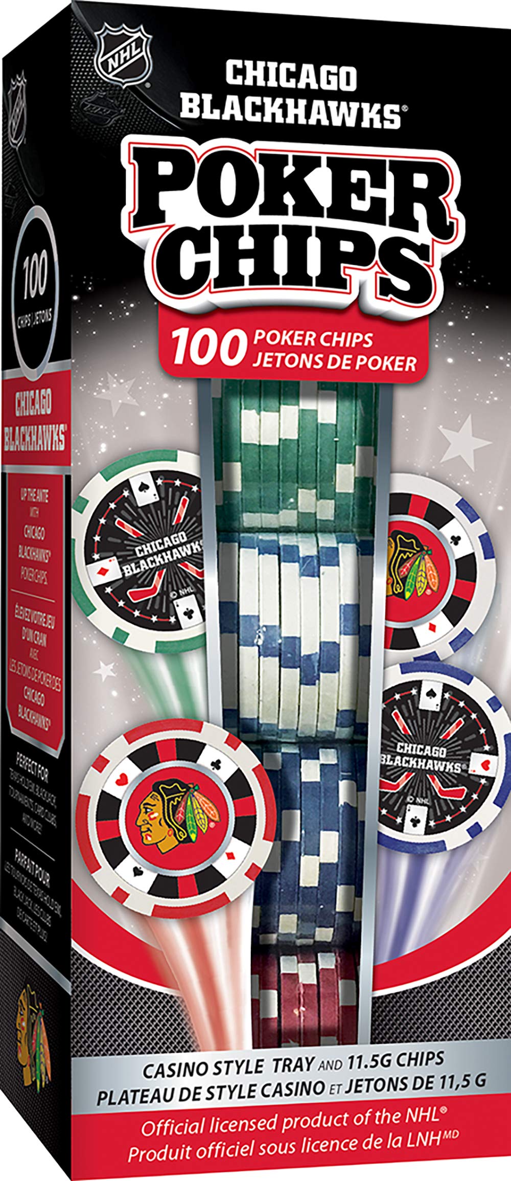 MasterPieces Casino - NHL Chicago Blackhawks - 100 Piece Poker Chip Set with Tray