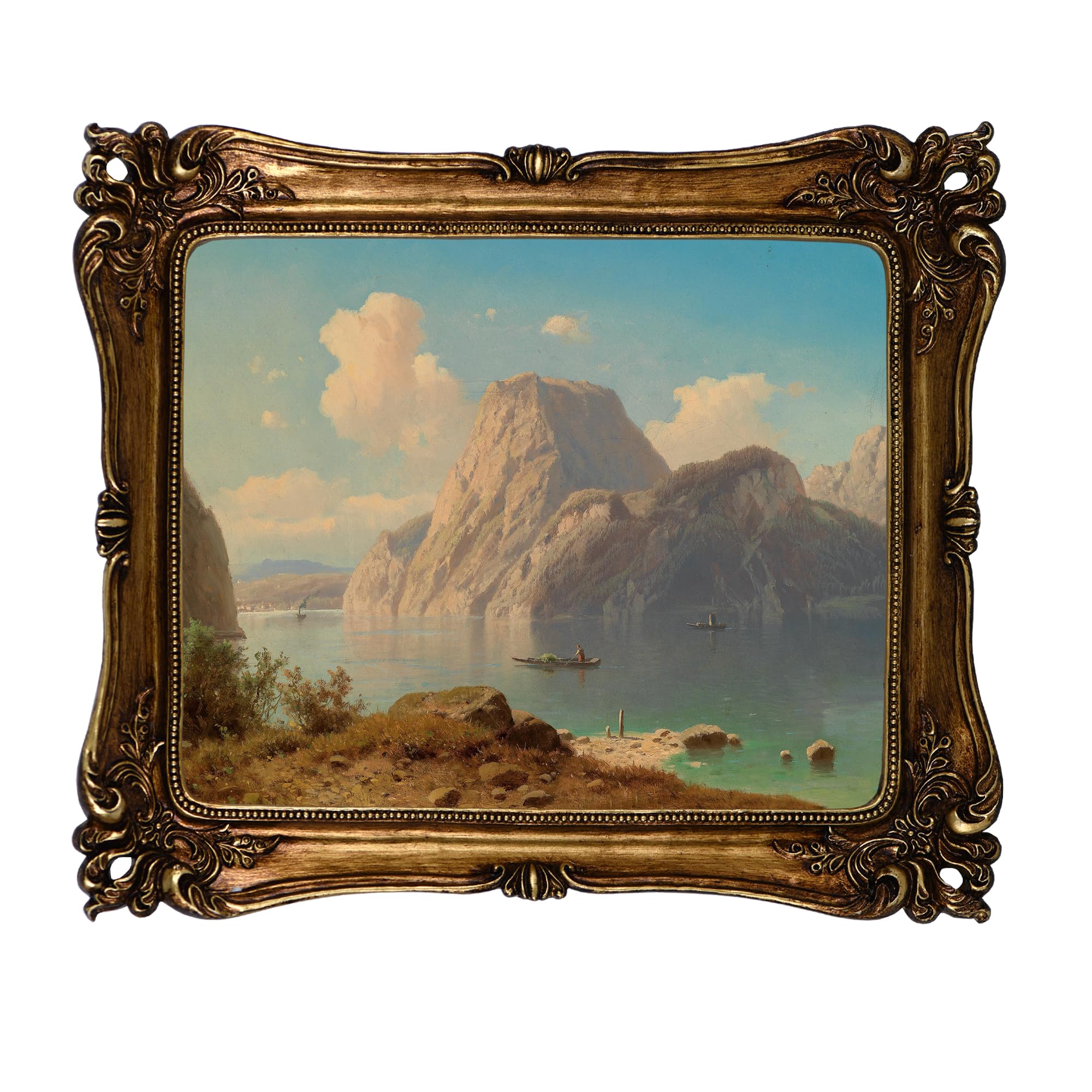 Funly mee Vintage 25.8 x30.5 CM Picture Frame Antique Gold Photo Frame for Tabletop & Wall Mounted