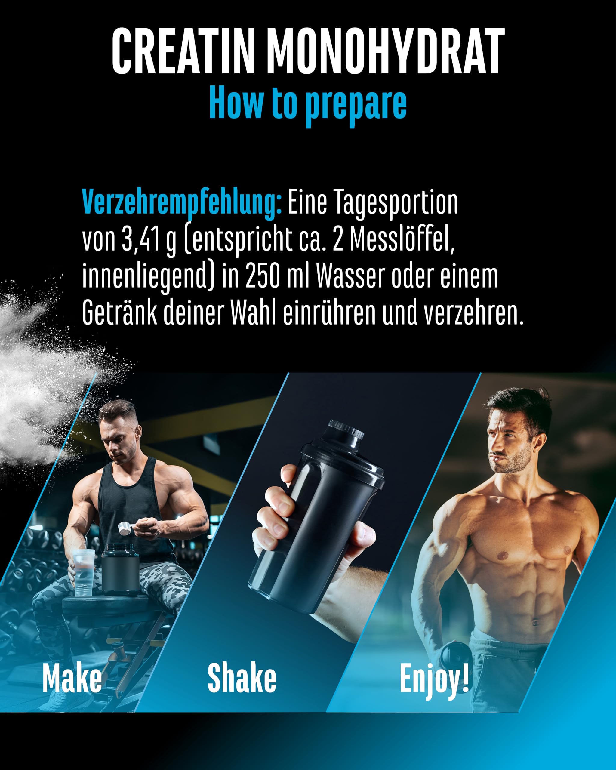 Creatin Monohydrat Pulver 500 g - Mikrofeines Kreatin Monohydrat, sehr gut löslich und hochdosiert - Ohne unnötige Zusätze - Vegan 6