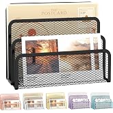 SUPEASY Mail Organizer for Desk, Mesh Metal Mail Holder Countertop with 3-Slot, Letter Sorter File Holder, Office Envelope Organizer for Mails (Black), 1