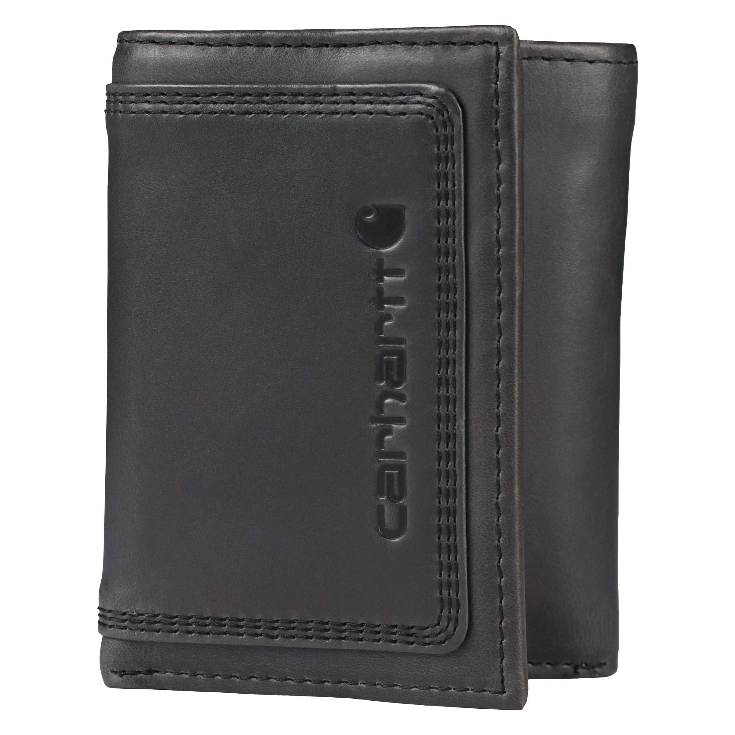 Carhartt Men's Standard Top Grain Leather Trifold, Contrasting Stitch, Black, One Size โ image 1