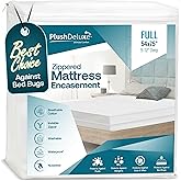 PlushDeluxe Full Size Premium Mattress Encasement - Zippered Waterproof, Bedbug Proof Design, 6-Sided Protection - Hypoallergenic Cotton Terry Fabric [9-12"] Depth