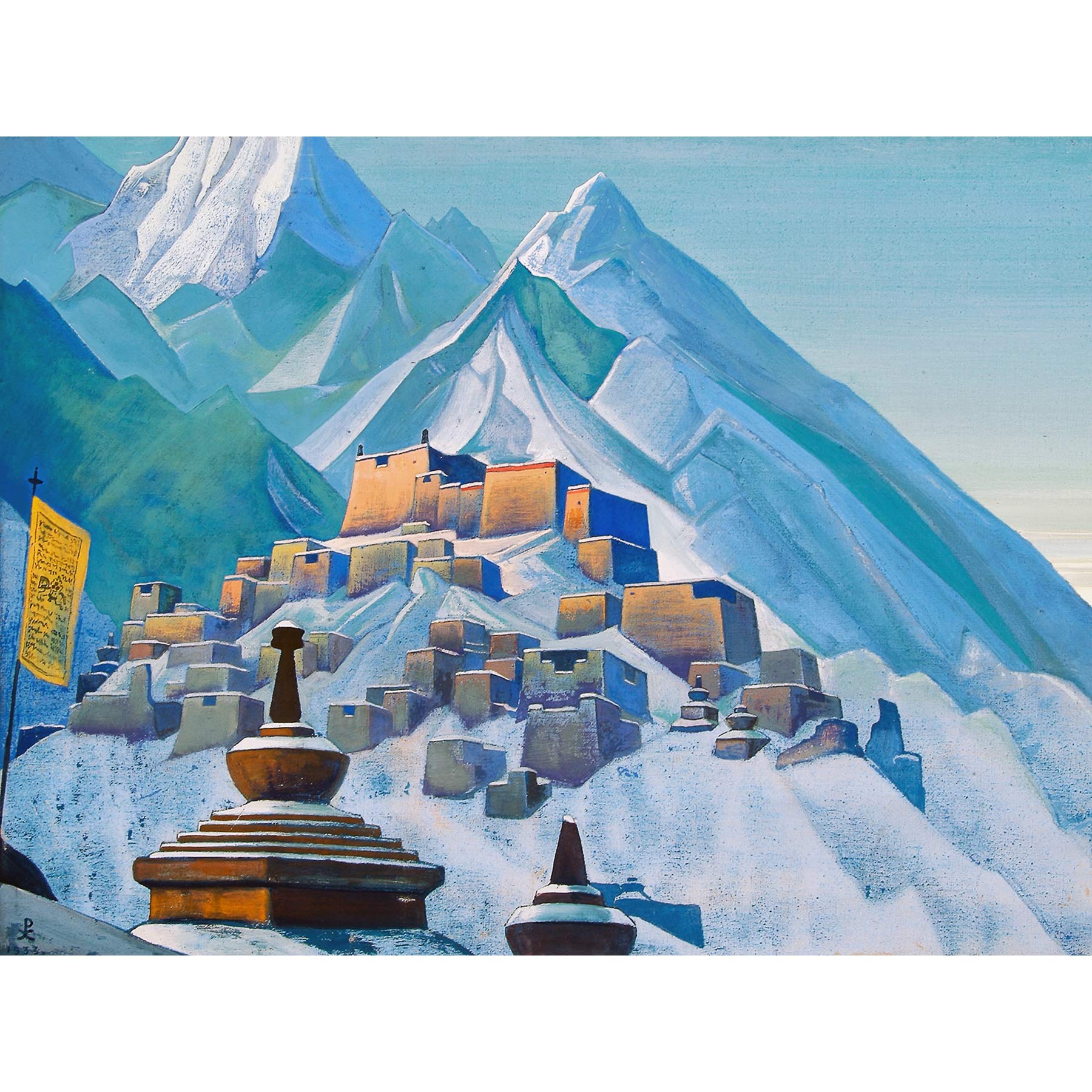Roerich Tibet Himalayas Symbolist Mountain Landscape Painting Large Wall Art Print Canvas Premium Mural