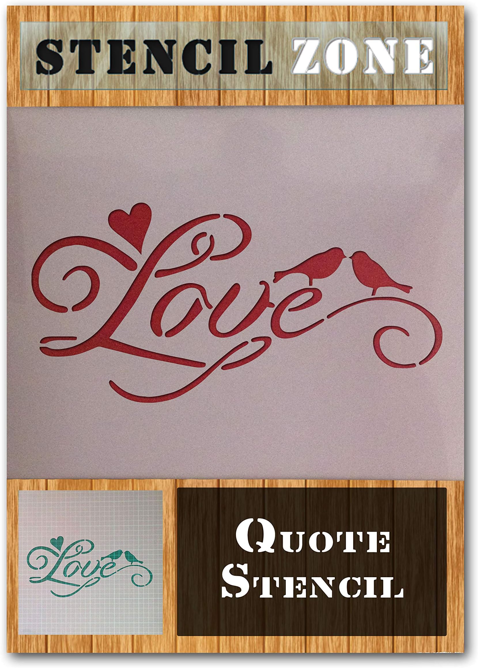 Love Quote Dove Heart Word Mylar Airbrush Painting Wall Art Crafts Stencil-XS