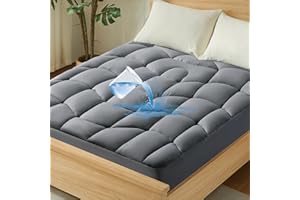 UNIKOME Full Mattress Pad Waterproof - Ergonomic Quilted Fitted Full Mattress Topper, 5-Layers Noiseless Washable Mattress Protector Cover with 8"-21" Deep Pocket (Grey, 54x75)