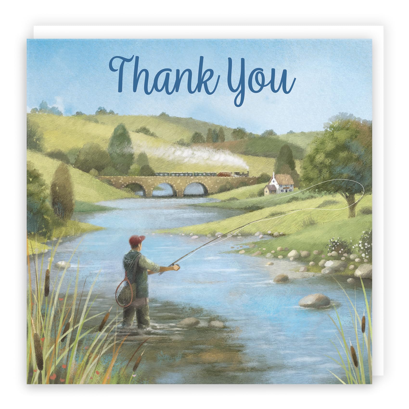 Hunts England - Fly Fishing Fun Thank You Card For Him - Milo's Gallery - Sport Thank You Card - Thank You Card For Fishing Lovers - For Boys, Men, Husband, Dad, Grandad, Son, Brother