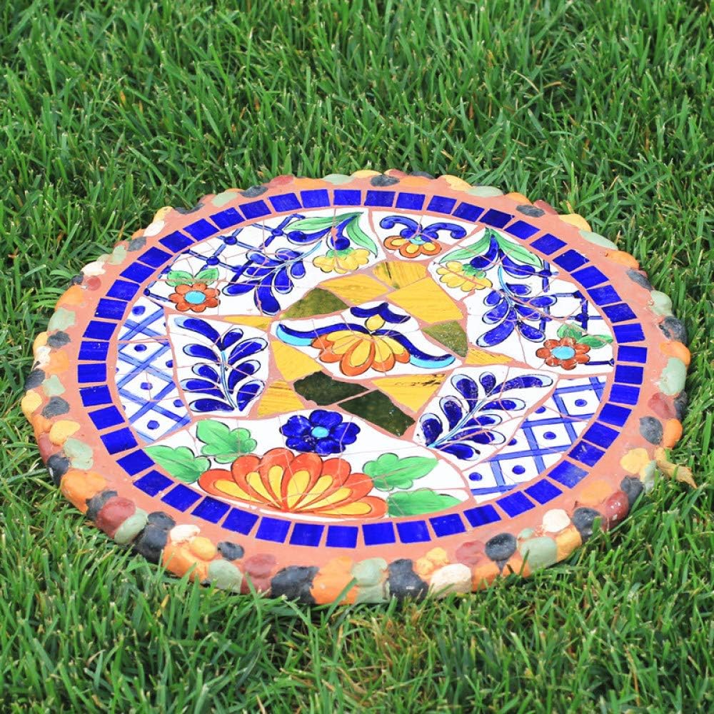 zenggp Garden Stepping Stone Mosaic Flower Plant Stand Table Floral Stool Garden Bistro Patio Coffee Decor,Blue2