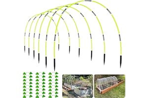 OOTONAT Garden Hoops for Raised Beds- Rust Free Fiberglass Frame Plant Hoops with Support Bases -Greenhouse Hoops Grow Tunnel , 36pcs，Yellow