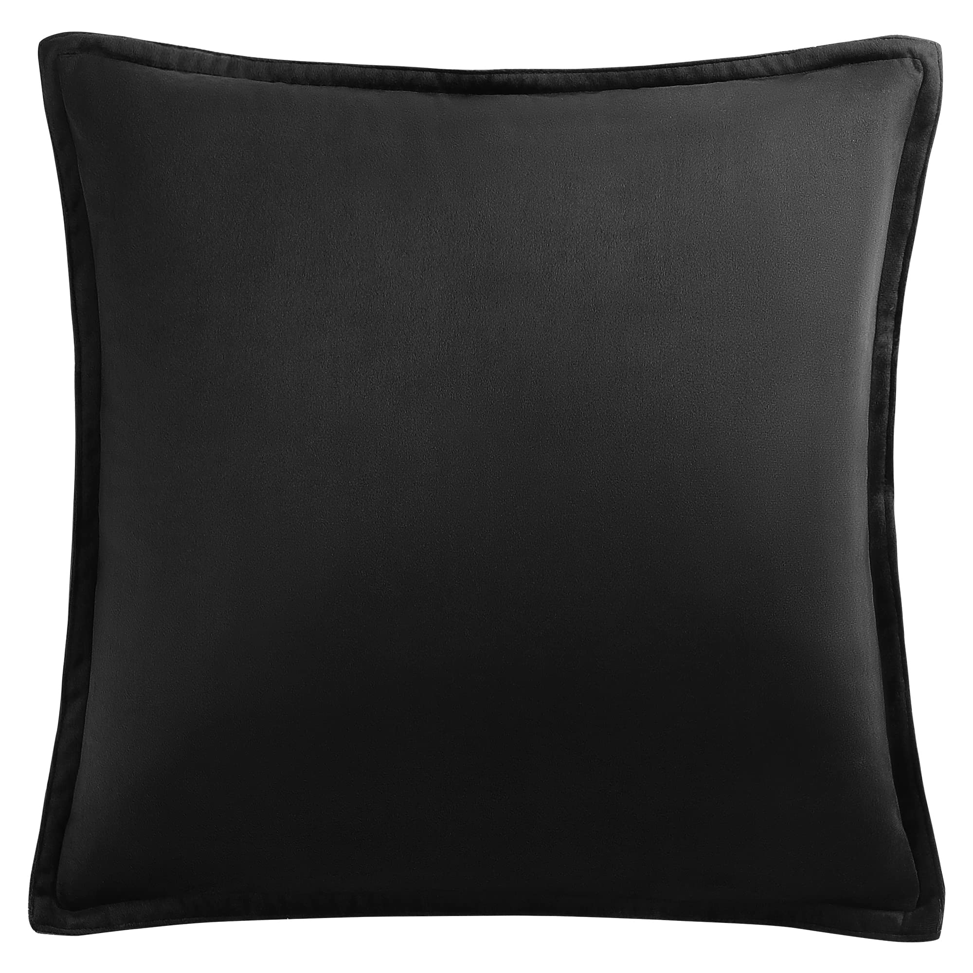 PiccoCasa Decorative Velvet Soft Cushion Covers 1PC, Square Solid Throw Pillow Covers for Sofa Couch Bedroom - 50x50cm/20x20 Inches Hidden Zipper Cushion Covers Black