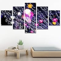 SIGNWIN 5 Panel Canvas Wall Art Modern Art Abstract Closeup Geometric Lights Mixed Media Modern Multicolor for Home Decorations Ready to Hang - 60