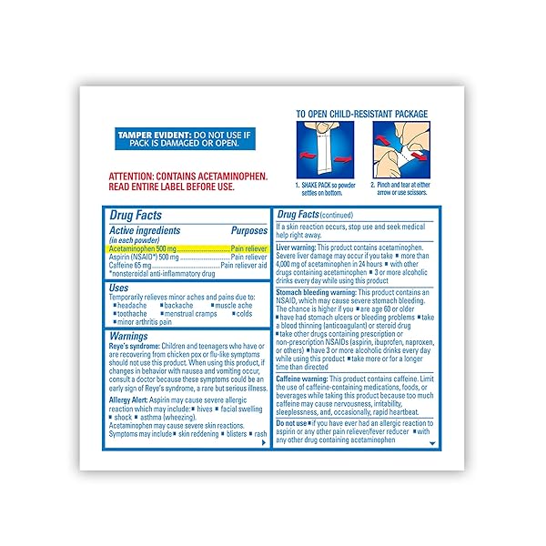 BC MAX STRENGTH FAST PAIN RELIEF POWDER, LEMONADE FLAVOR ASPIRIN 500MG AND ACETAMINOPHEN 500MG DISSOLVE PACKS, 16 COUNT