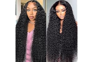 NANTLIY 13x6 Deep Wave Lace Front Wigs - 200% Density HD Transparent Frontal Wigs - Glueless, Pre-Plucked with Baby Hair - Natural Black (30Inch)